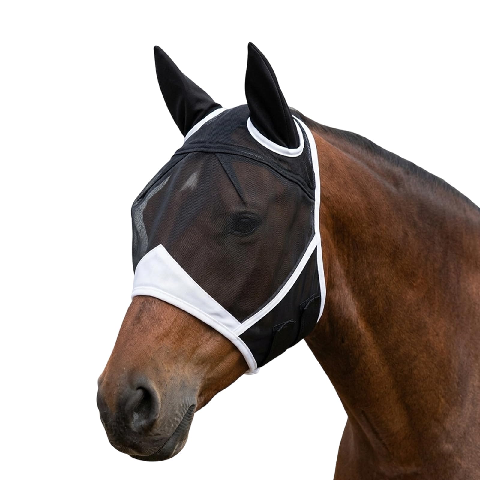 Photo 1 of 1PCS Fly Mask for Horses, Summer Turnout Protection with Enhanced Visibility, Breathable Mesh and Knit Fabric Design, Tangle-Free Fly Mask for Outdoor Riding and Stable Management (Full (Large))