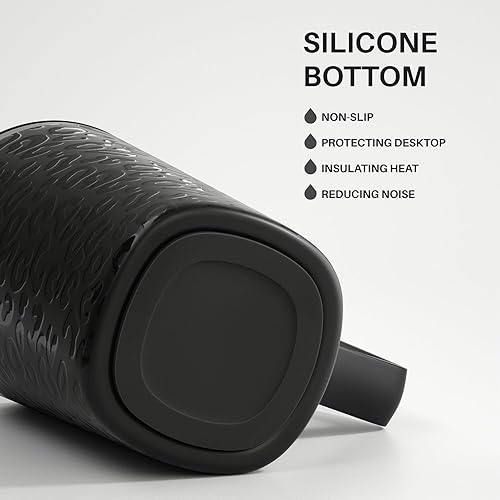 Miniatura 5 de Ideus Taza de café aislada al vacío, reutilizable, de acero inoxidable, de doble pared, de 16 onzas, con asa y tapa deslizante para bebidas