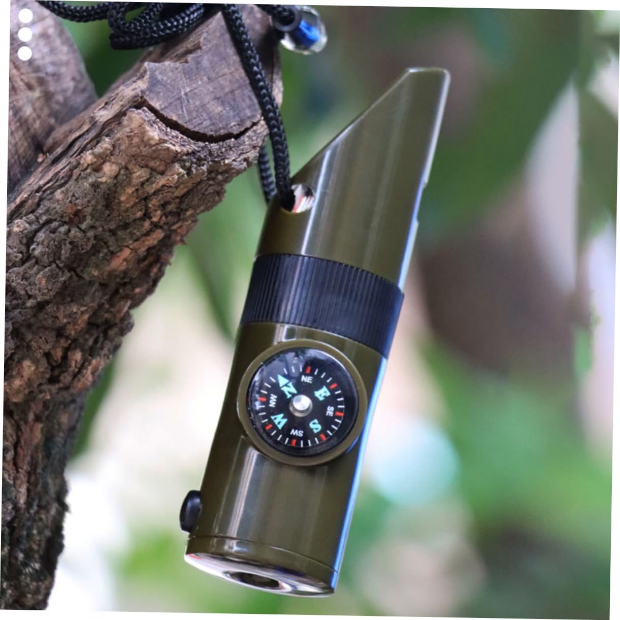 Yardwe Kompasspfeife Led Ligts Led-Light Vergrößerungsspiegel Campingpfeife Led-Pfeife Radio Kaffee-Thermometer Multifunktionale Notfallpfeife Pfeife Mit Trageband Abs