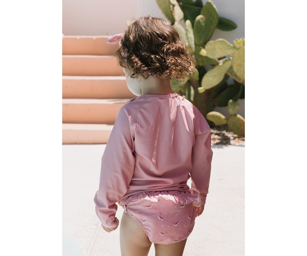 Wiederverwendbare Schwimmwindel | Waschbare Badehose für Babys | UV-Schutz 50+ | Schnelltrocknend & Bequem | Für Jungen und Mädchen | Whale Pink 6 M to 12 M