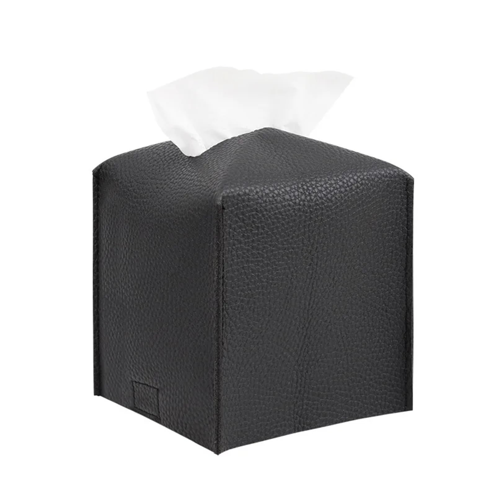 Dvmsief Black Tissue Box Cover Square Tissue Box Pu Leather For Kitchen Desktop Storage Organizer Cover Napkin Holder Foldable(Black)
