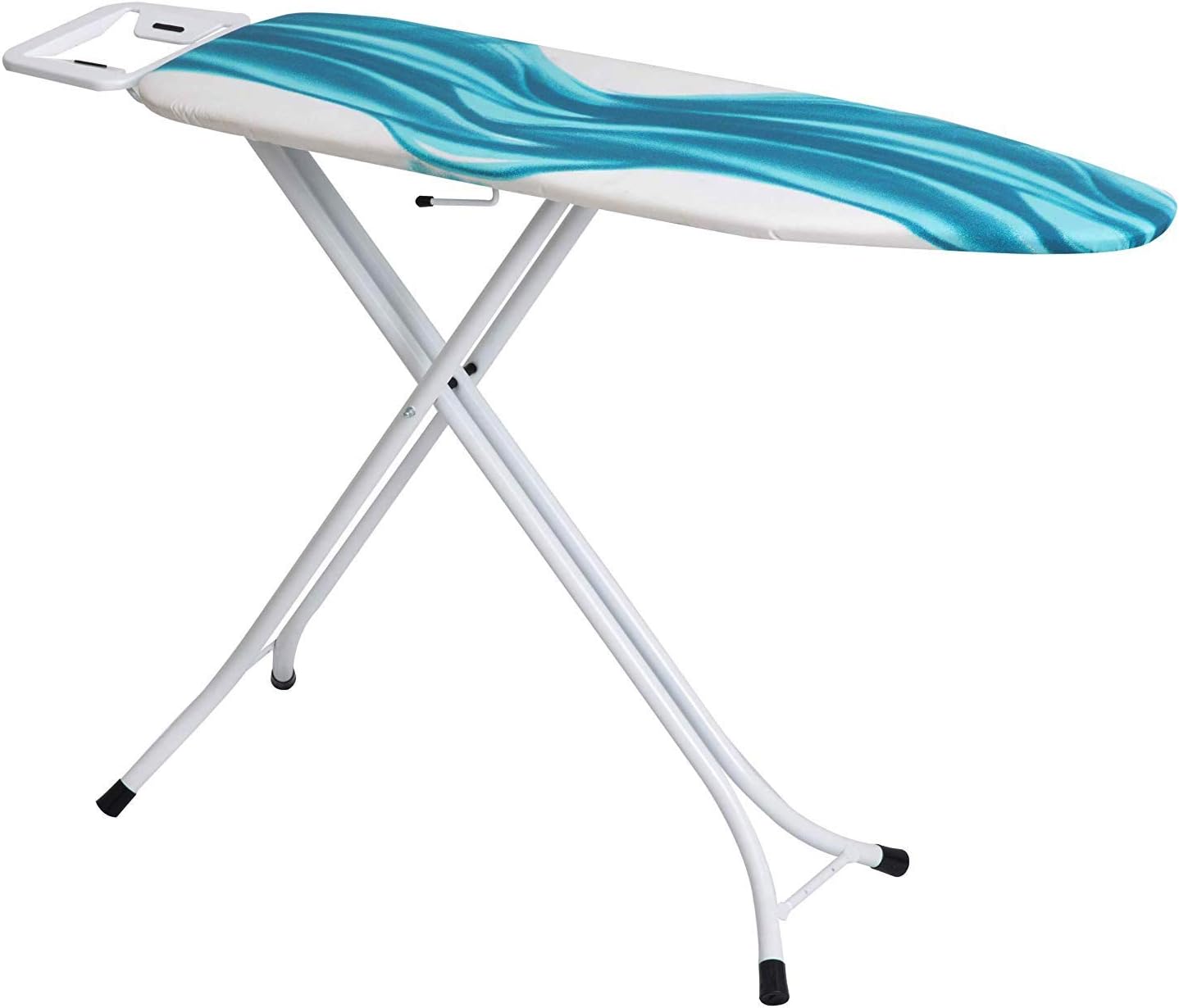 Mabel Home Adjustable Height, Deluxe, 4-Leg, Ironing Board, Extra Cover, Blue/White Patterned