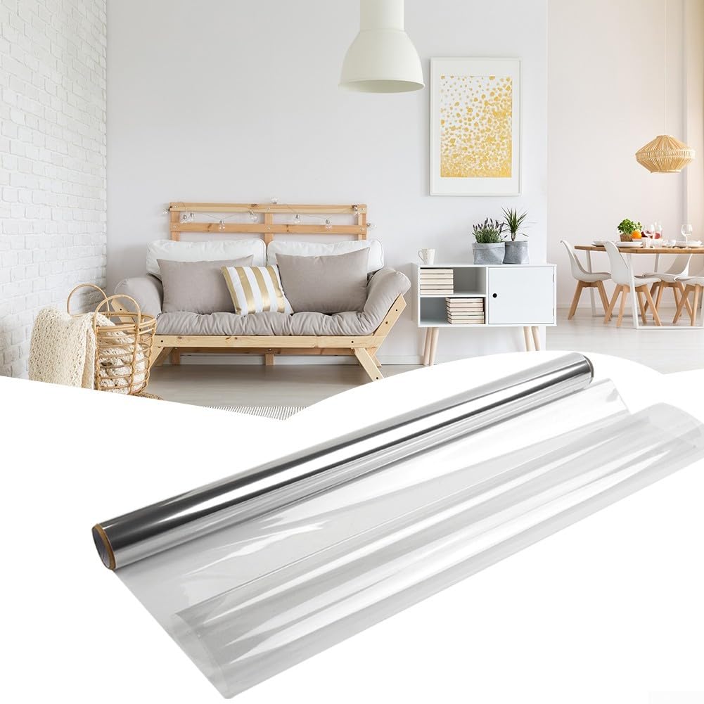 Film de protection mural transparent pour surfaces lisses gris et carrelage 60 cm x 2 m