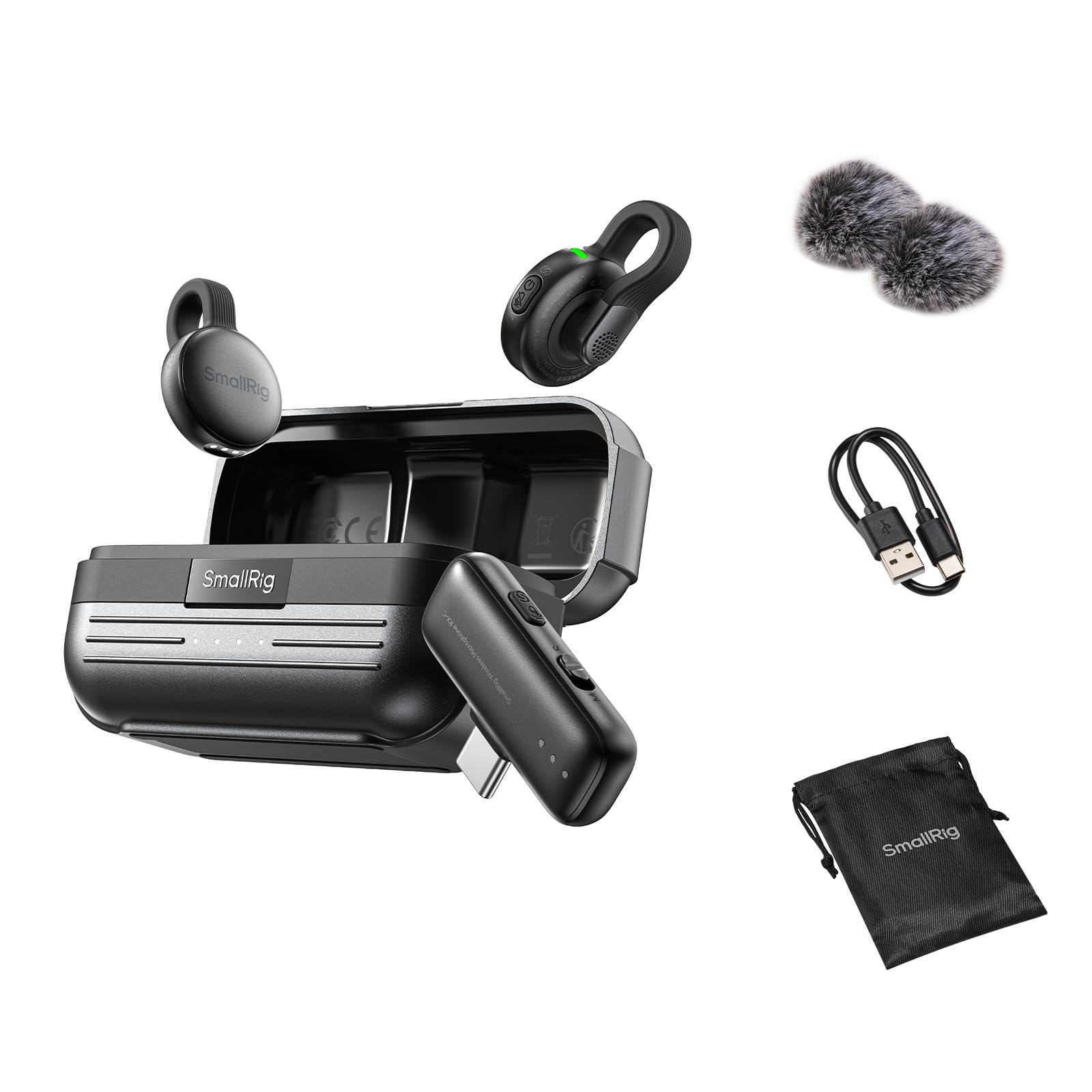 SMALLRIG Microfono Wireless S70-C2 con Adattatore USB-C per Telefoni/ Tablet, Microfono Invisibile e Leggero per il Vogging, Registrazione di Alta Qualità a 48 kHz/24 bit, Riduzione del Rumore - 5717