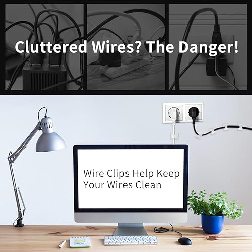 Miniatura 6 de Viaky - 50 clips para cables, organizador de sistema de cables de nailon con parte trasera autoadhesiva, clip ajustable, ganchos para organizar