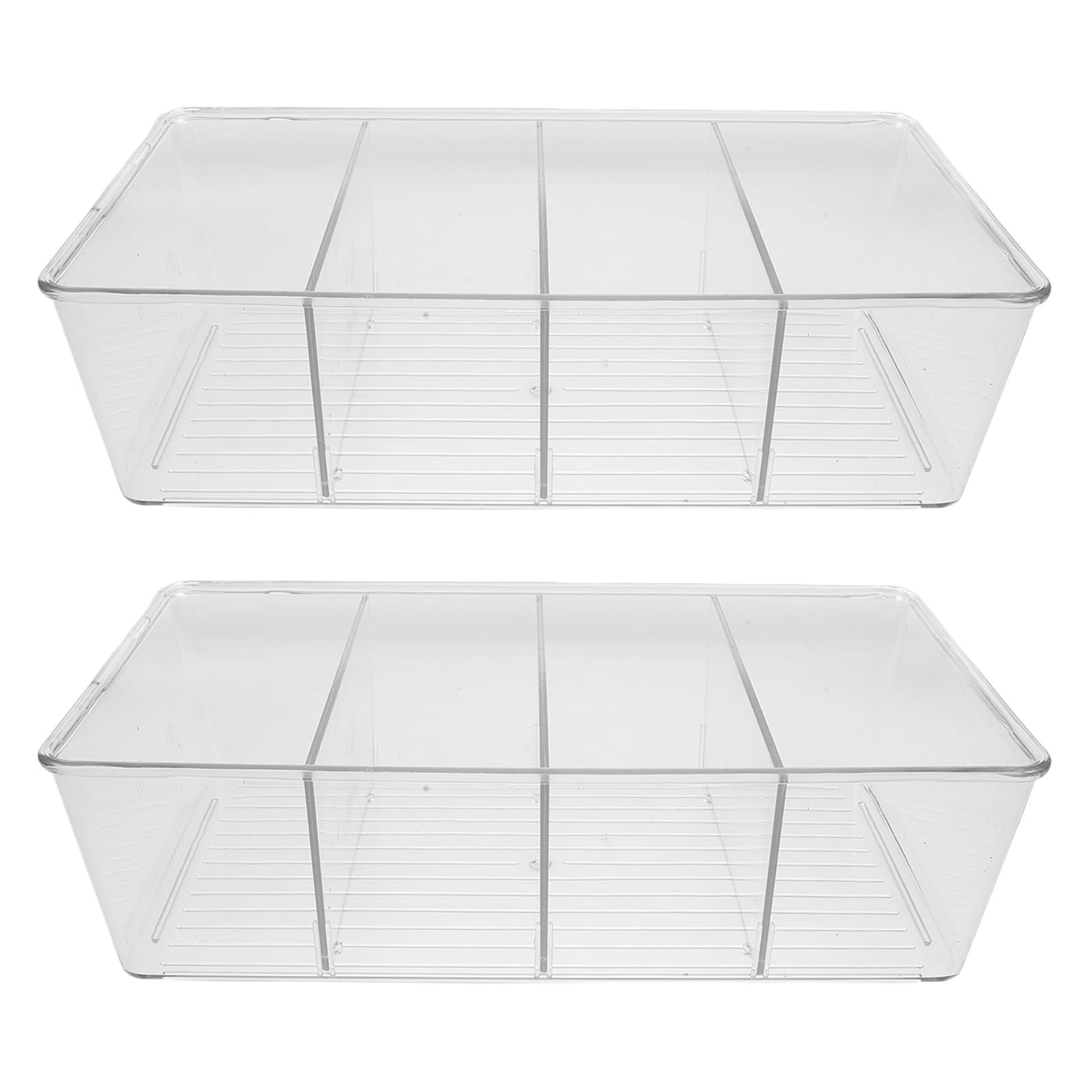 Boîte de rangement transparente 4 compartiments avec bac amovible pour placard