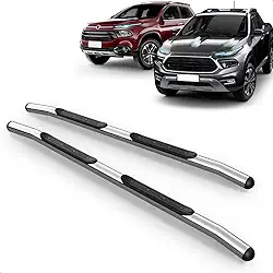Par Estribo Lateral Tubular Cromado Toro 2016 a 2025 Aço Carbono Kit Fixação Incluso