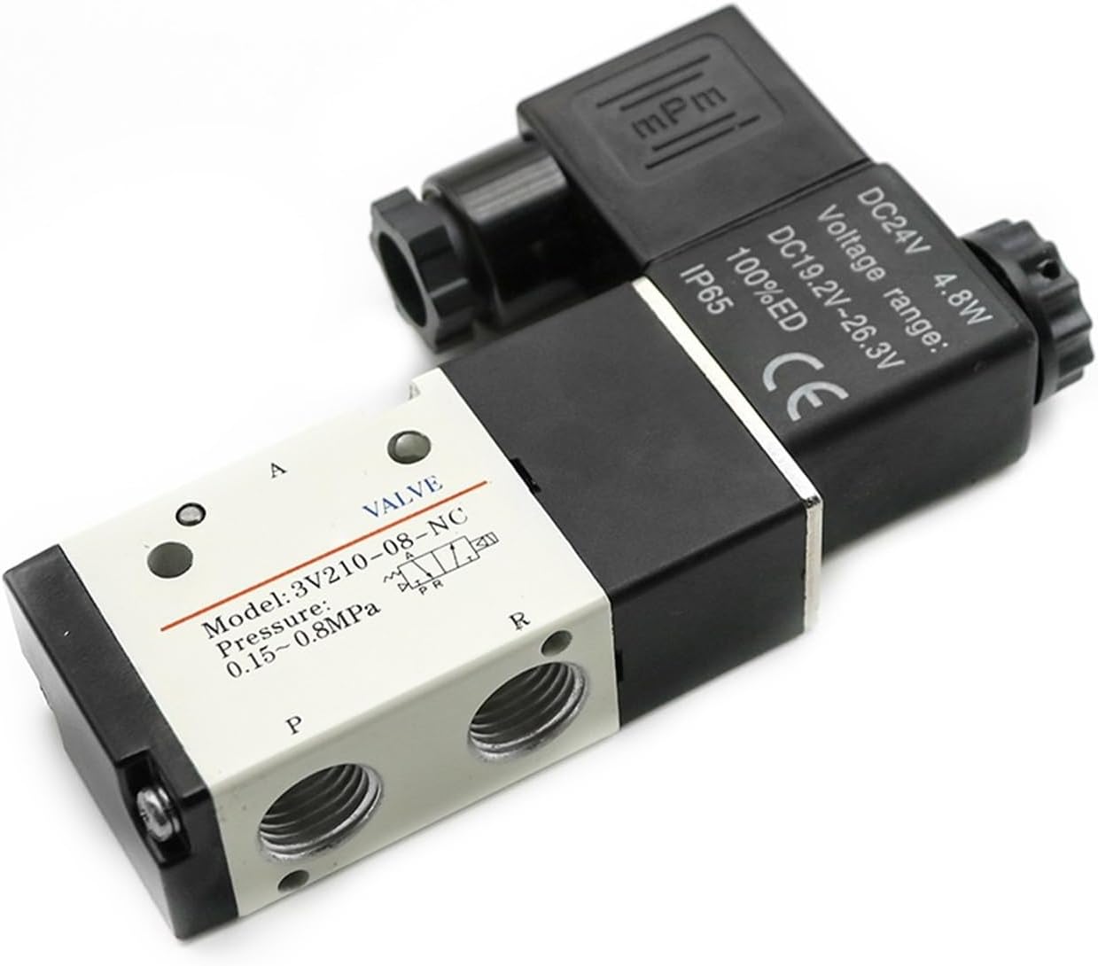 Pneumatic Solenoid Valve 3V210-08 DC12V DC24V AC110V AC220V 3 Way 2 Position Air Directional Control Valve Gas Magnetic Valve(3V210-08 w 4mm,AC 220V)