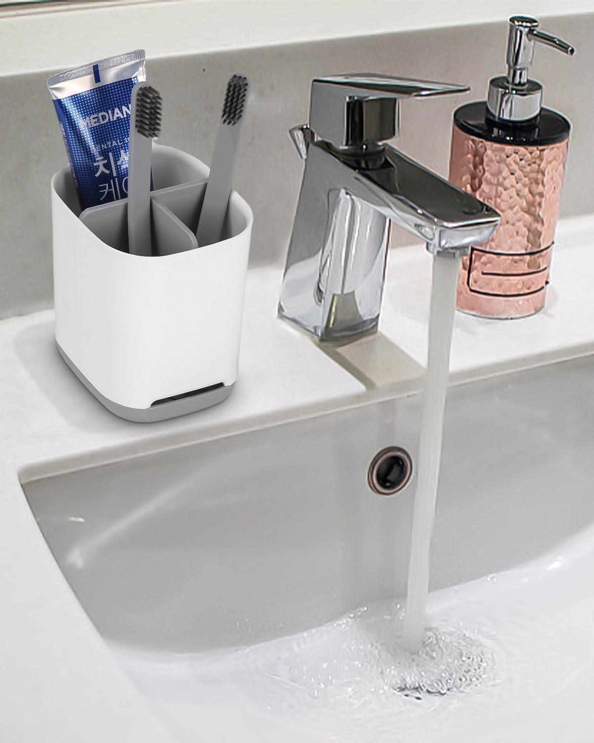 Portaspazzolino Da Bagno Con 3 Scomparti - Organizer Per Spazzolini Elettrici, Dentifricio, Smontabile E Antiscivolo - Foto 11