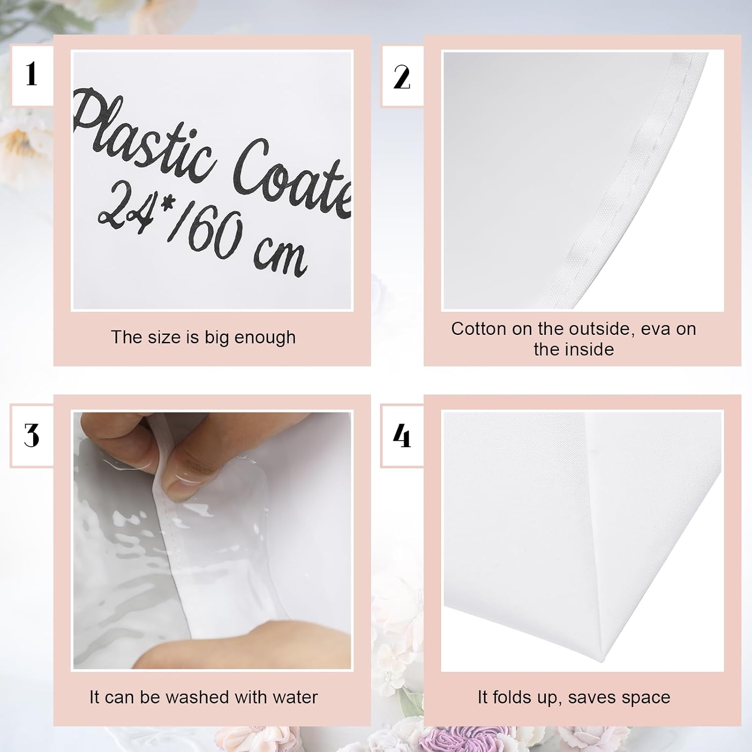 Nuogo 4 Pack 24 Inch Reusable Piping Bags, Canvas Plastic Coated