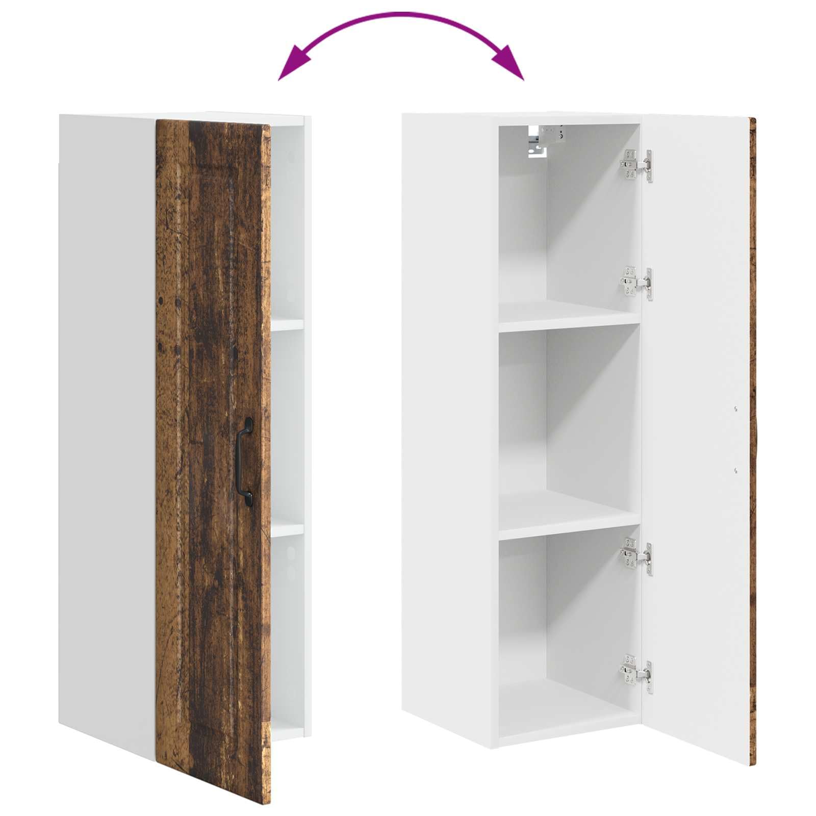 Wandschrank Porto aus Holzwerkstoff 30 x 31 x 100 cm mit 3 Regalen und Tür, moderner Küchenschrank für Stauraum und Aufbewahrung, ideal als Vorratsschrank und Organizer
