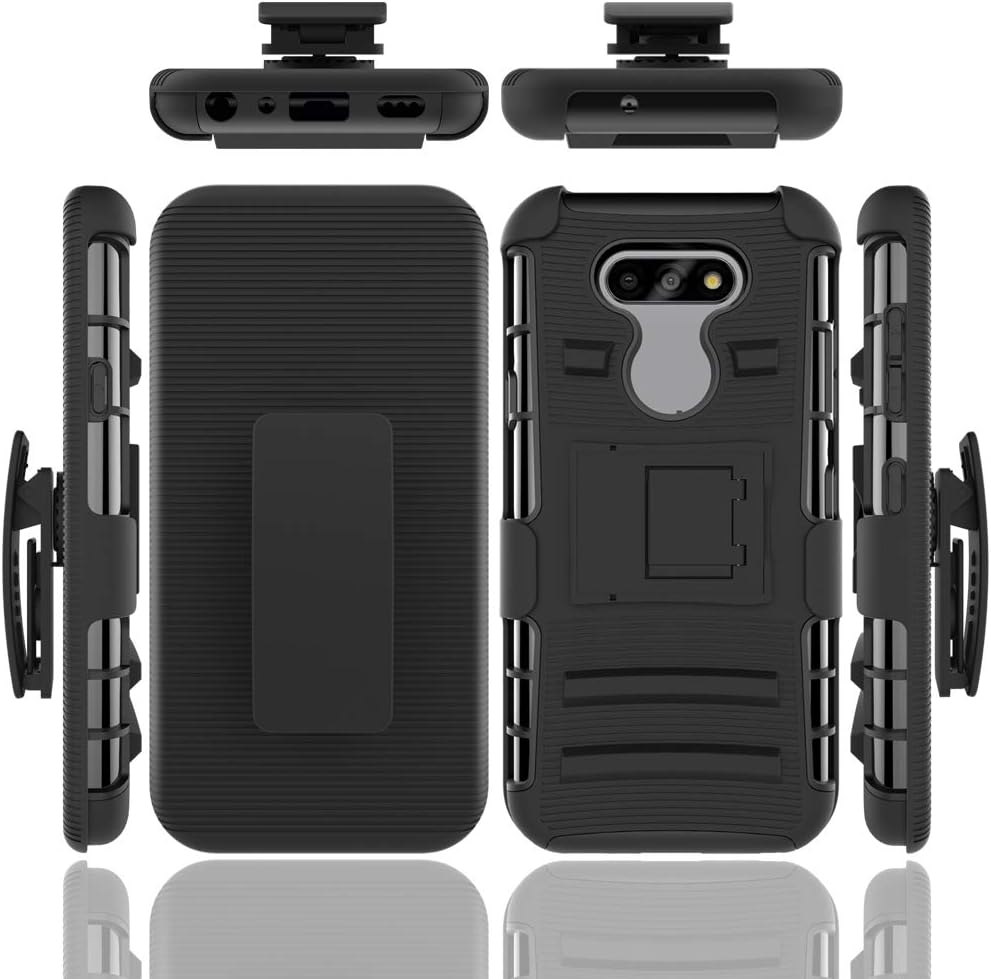 ChangeJ Compatible for LG Aristo 5 / LG Aristo 5 Plus / LG K31,LG K300 / LG Phoenix 5 / LG Fortune 3 / with Tempered Glass Screen Protector, Heavy Duty Holster Belt Clip Case for LG K31 - Black