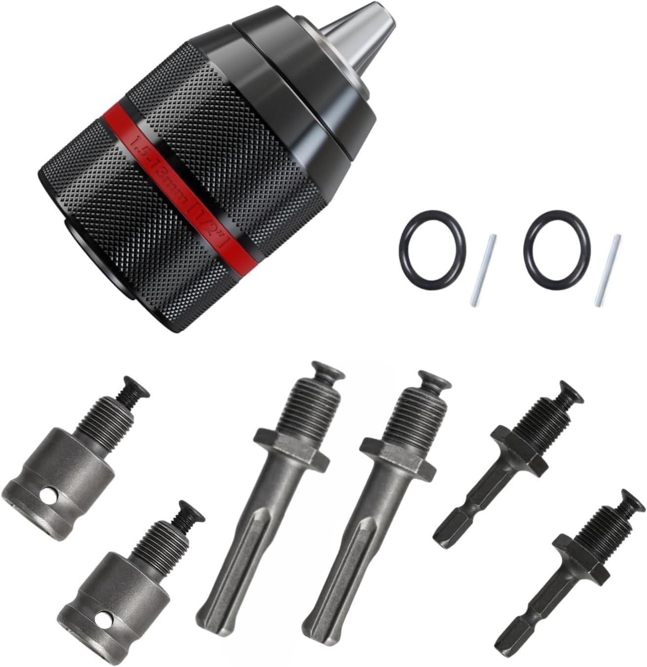 Drill Chuck 1/2-20UNF 1.5-13mm for SDS-Plus/Hex Shank | Keyless self-tightening, fits 3/8" SDS-Plus, 1/4" hex, 1/2" impact, durable steel adapter for drills