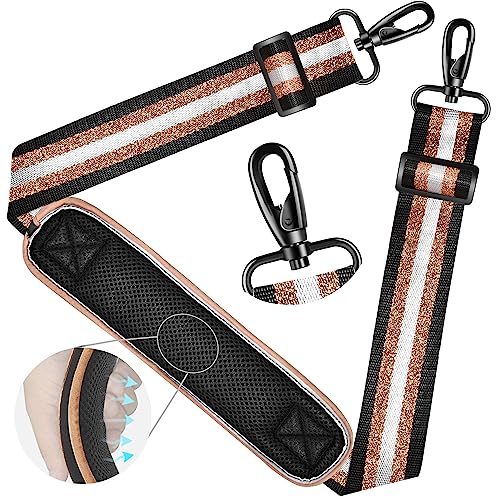 Image of ZINZ Shoulder Strap - 59 Inch Universal Heavy-duty Adjustable Strap with Ultra-thick Fixed Breathable Pad for Laptop, Gym, Camera Bag and More - Black Gold Jacquard
