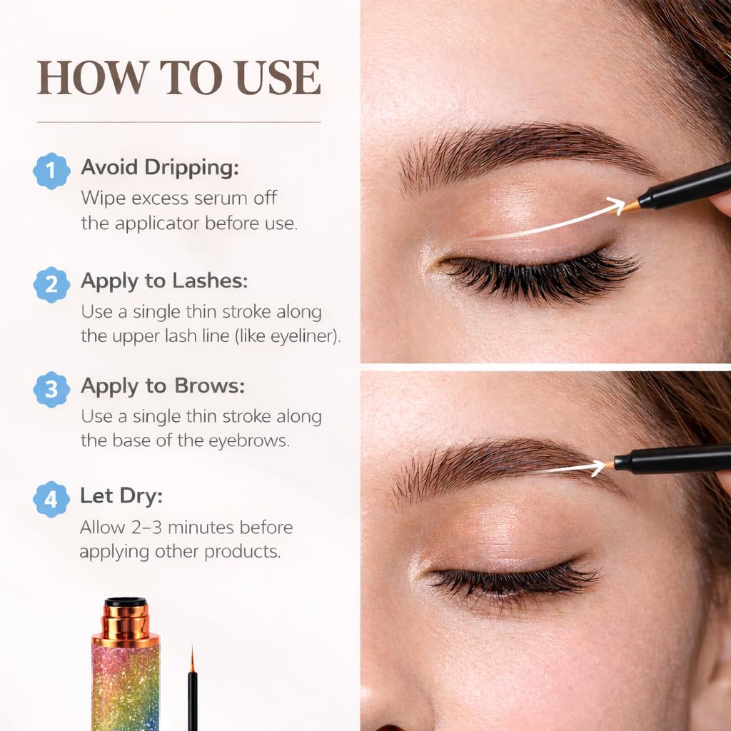 Eyelash & Eyebrow Growth Serum – 2-in-1 Lash and Brow Enhancer – Nourishing Natural Oils Formula – Vegan & Cruelty Free – Conditioning Treatment for Fuller Looking Lashes & Brows