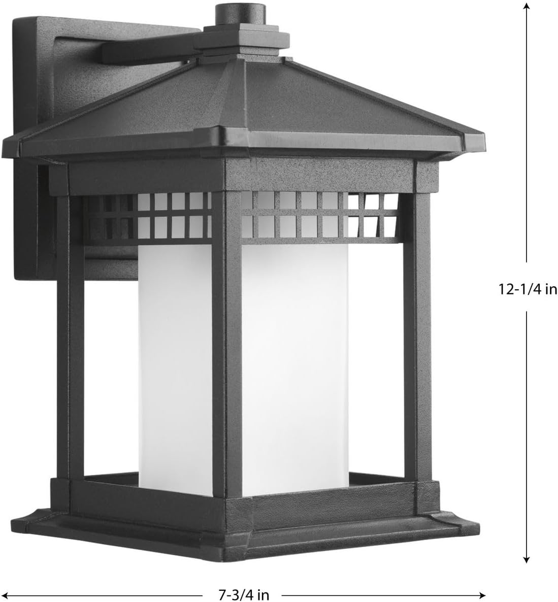 Progress Lighting Merit Collection 1-Light Etched Glass Craftsman Outdoor Medium Wall Lantern Light Textured Black