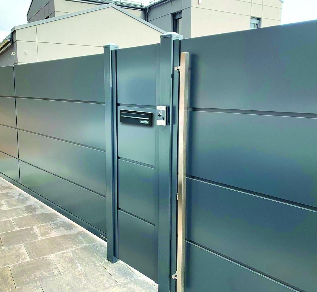 ALUBOX FENCY Outdoor Post Box 45 x 34 x 16 Recessed or Enclosures Mailbox with Front Slot and Back Opening Letter Hole Outdoor Rustproof Resistant (Anthracite)