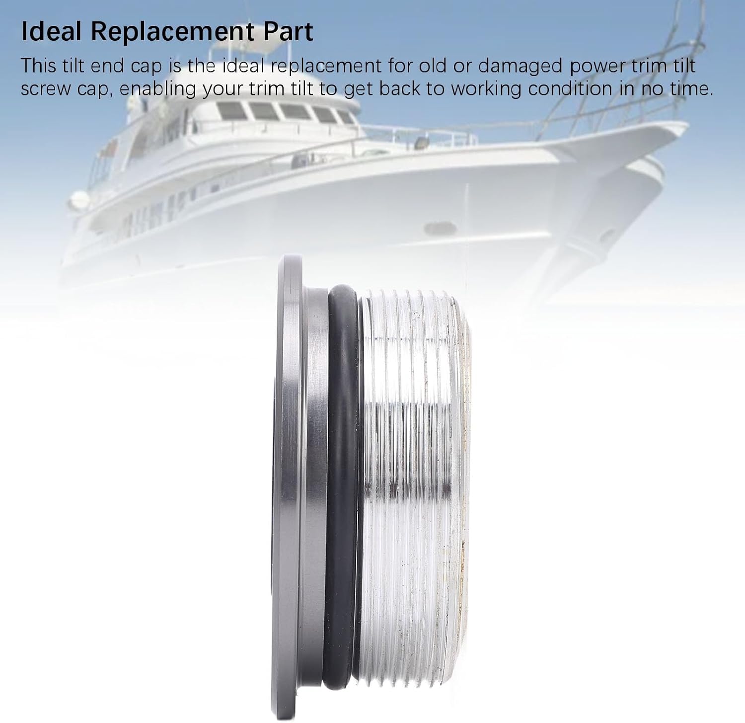 Tilt End Cap, 8 Holes 64E-43811-02-00 with Seals for Outboard Marine 115 to 250 2 4 Stroke, 2PCS Replacement 48630-96J01 64E-43821-01-00
