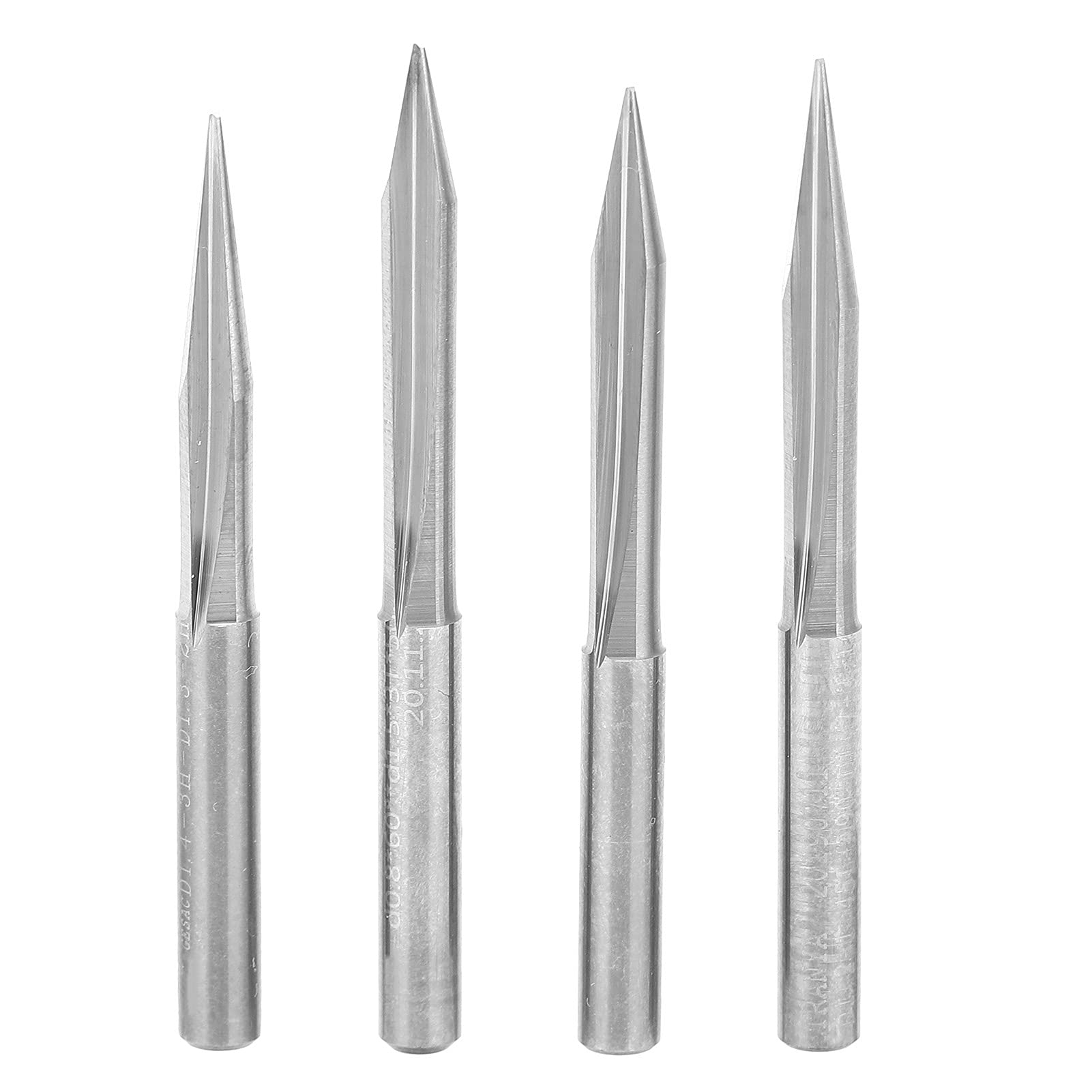 Respicefinem 4Pcs V Shaped Carving Cutter 2 Edged Engraving Bit with 4x0 5x15 4x0 5x20 4x0 5x25 4x0 5x30 Angles Made of Tungsten Steel for Grinder with Anti Bending Hardness and