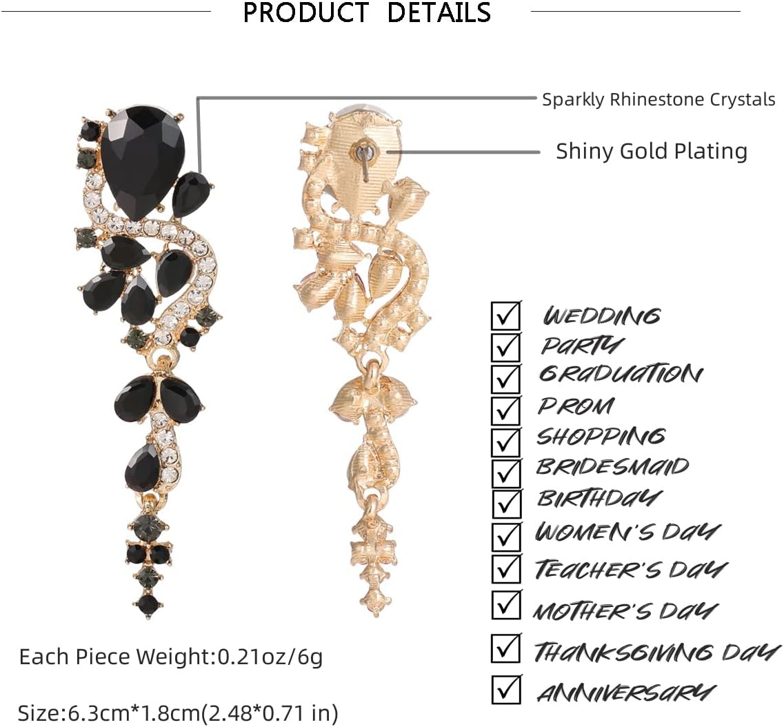 Rhinestone Statement Dangle Earrings Sparkly Crystal Bridal Wedding Earrings for Brides Bridesmaides Chandelier Teardrop Earrings for Women Prom Party - Image 4