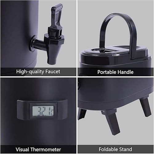 Miniatura 3 de Dispensador de bebidas aislado, de acero inoxidable 304 de grado alimenticio, dispensador térmico de bebidas frías y calientes con termómetro para