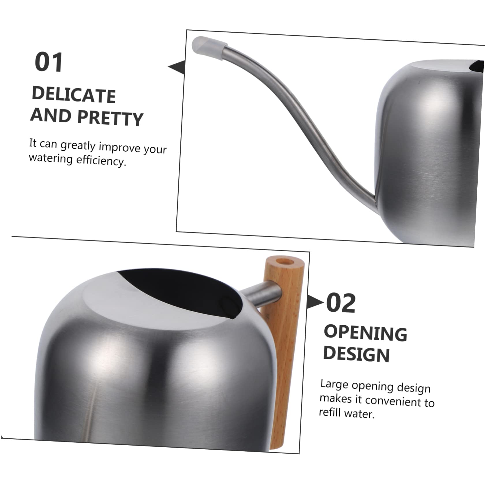Annaffiatoio per Piante da Bollitore in Acciaio Inox con Impugnatura Ergonomica per Piccoli Spazi E