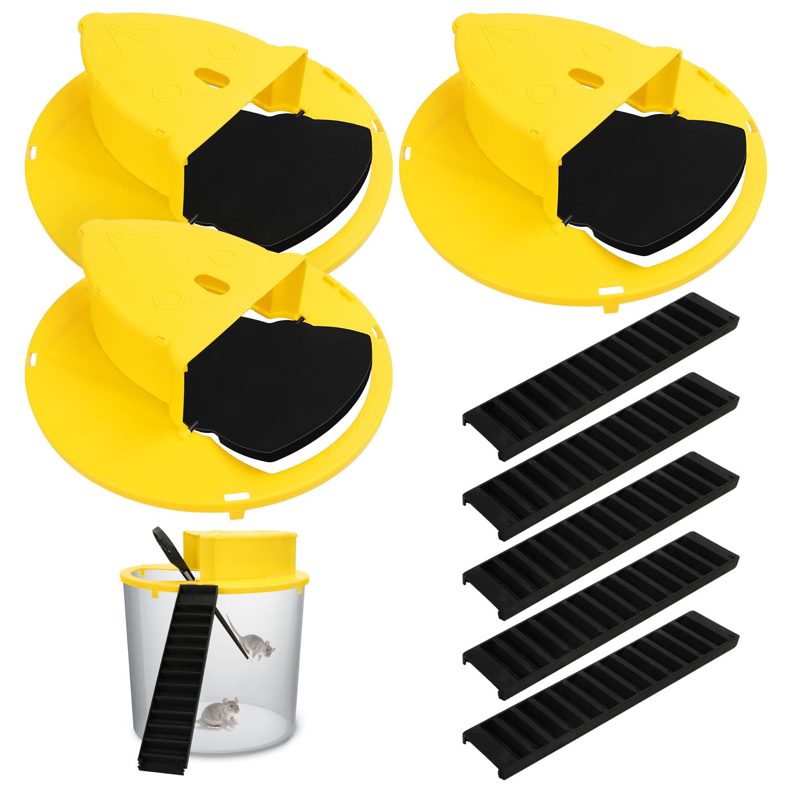 3Pack Bucket Mouse Trap，Mouse Trap Bucket Flip Lid,Mouse Rat Trap Bucket Lid,Auto Reset Multi Catch Humane Rat Trap for Indoor Outdoor,Mice Mouse Trap Bucket Lid
