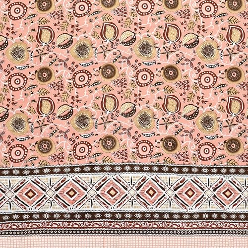 Image of India 100% Pure Cotton Jaipuri Printed Double Bedsheet with 2 Pillow Covers | Traditional Sanganeri Floral Design | Soft Breathable Fabric | King Size Bedsheet for Bedroom (Kaya53)