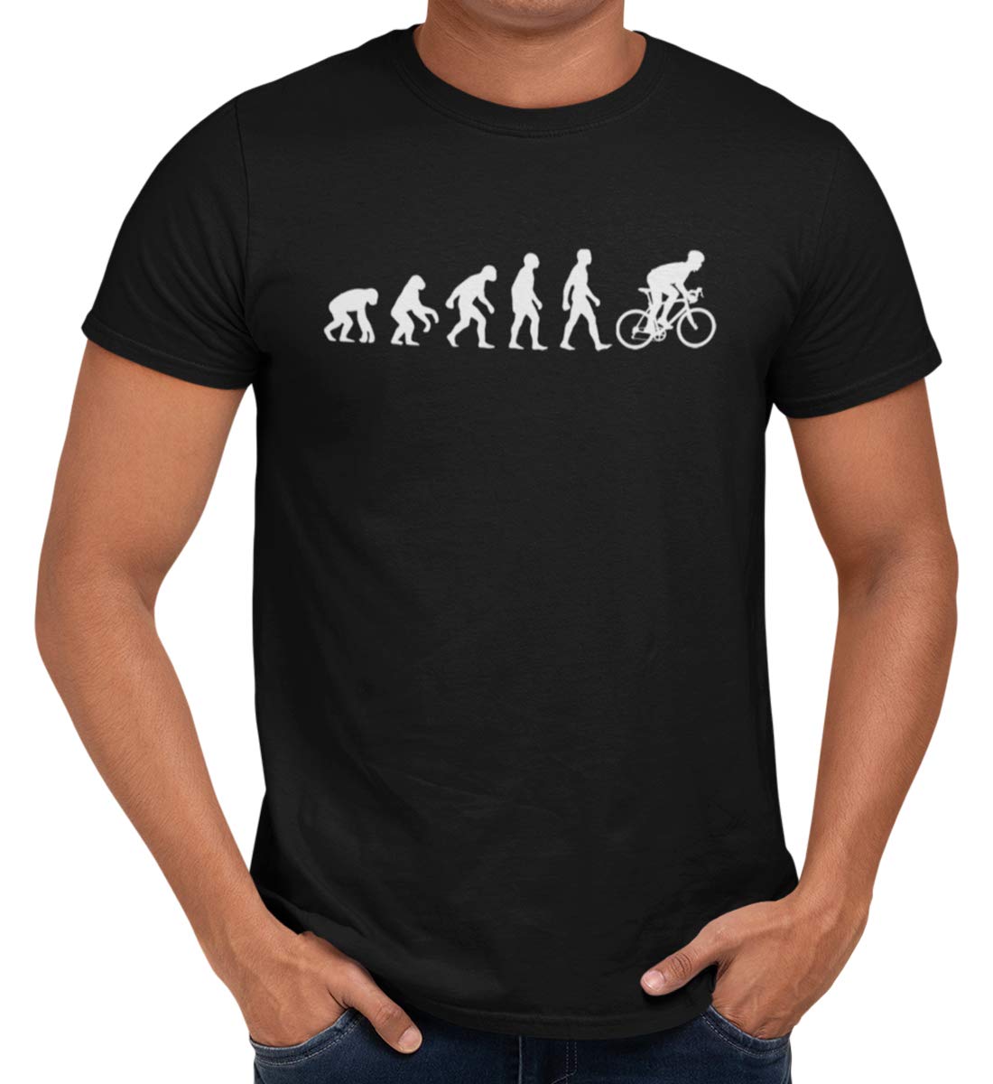 Getting Shirty Evolution of Cycling (Bike, Biker) Men's/Unisex T-Shirt (Medium, Black)