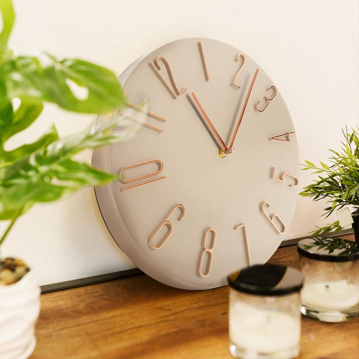 Hemobllo Geräuschlose Wanduhr 30cm mit Großen Zahlen, Kunststoff Panel