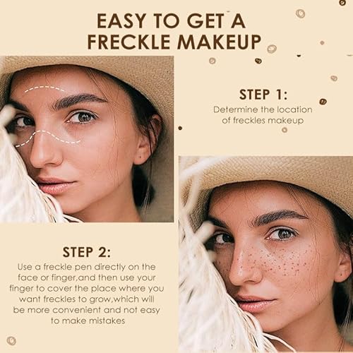 Beliky Girl Sommersprossenstift, Natürlicher Naturgetreuer Sommersprossen-Makeup-Stift, Wasserdichter Langlebiger Sopt-Stift Mit Weichem Punkt für Natürliches Müheloses Versunkenes Makeup (Hellbraun)