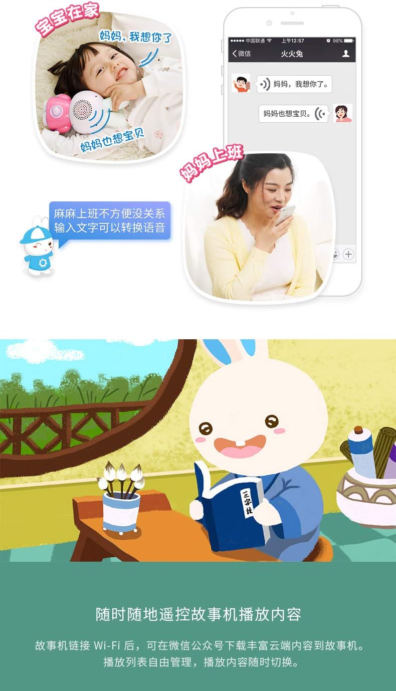 Honey Bunny G6S Early Education Toy, WiFi+USB Download, Wechat Messaging (Pink-G6S)