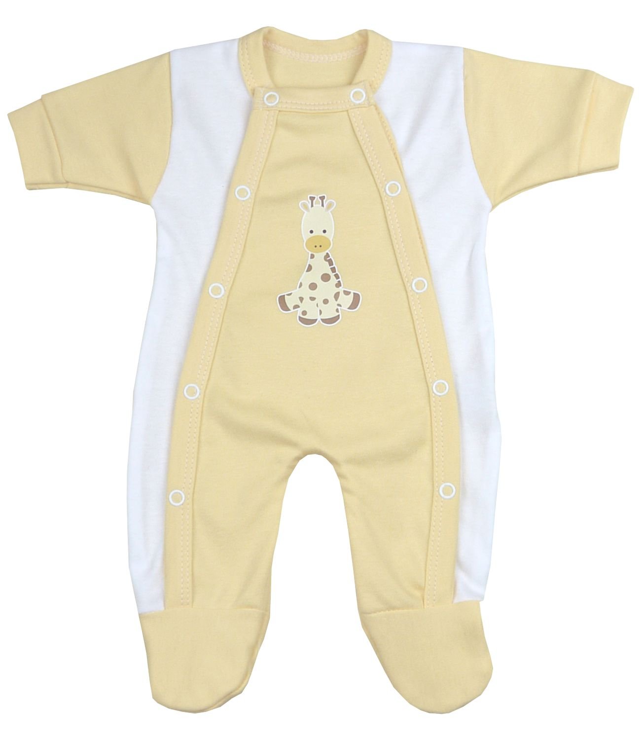 BabyPrem Premature Baby Unisex Giraffe Sleepsuit 3.5-5.5lb Prem 2 Lemon