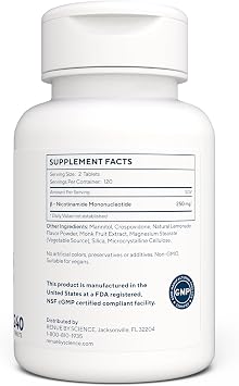 Renue By Science NMN Supplement | 240 Chewable Vegetarian Tablets - 250mg Nicotinamide Mononucleotide per Serving | Lemon Flavour - Manufactured in the USA Third-Party Tested