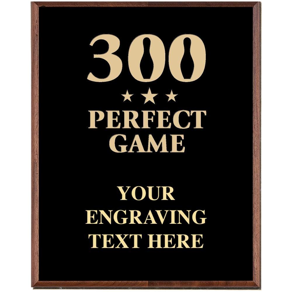Crown Awards Bowling Plaques, Custom Engraved Bowling 300 Perfect Game Trophy Plaque Award, Great Customizable Bowling Team Gift Prime
