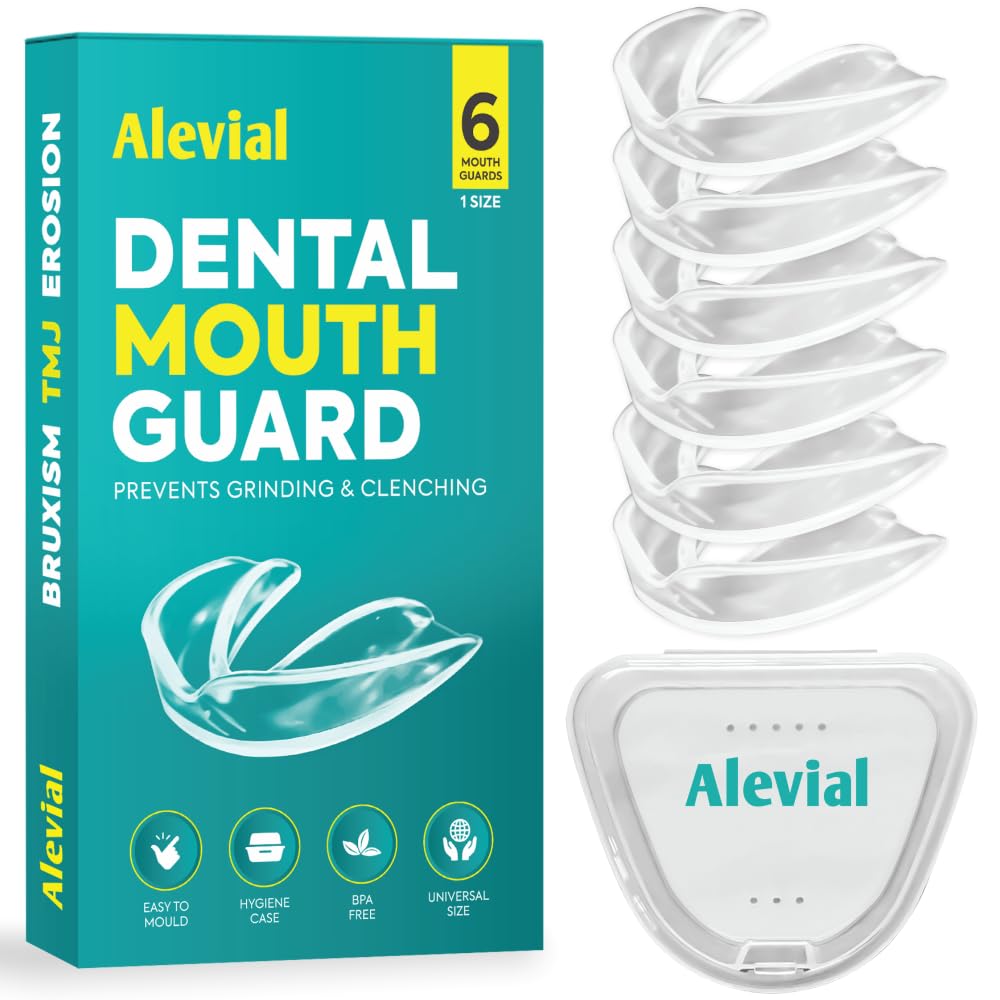 Dental Mouth Guard for Teeth Grinding (6 Pack), Night Gum Shield for Sleep Includes Hygiene Case, Prevents & Treats Clenching Bruxism TMJ Upper Jaw-image-19