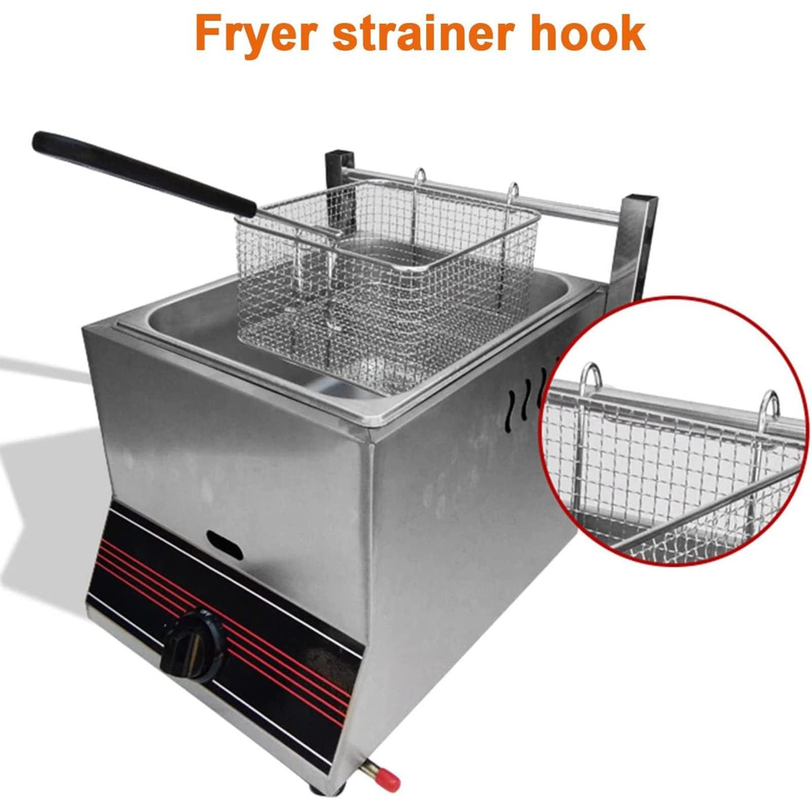 Freidora de gas comercial, freidora de gas profesional, acero inoxidable, freidora doble de gran capacidad de 6 litros, con cestas extraíbles, para restaurante, hogar, cocina comercial