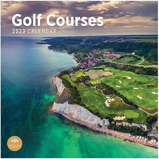 2023 Golf Courses Monthly Wall Calendar by Bright Day, 12 x 12 Inch, Beautiful Leisure Sports