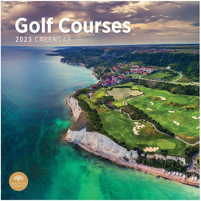 2023 Golf Courses Monthly Wall Calendar by Bright Day, 12 x 12 Inch, Beautiful Leisure Sports