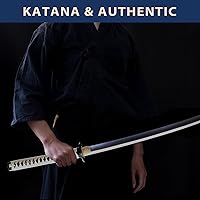 Vista 9 de entez Handcrafted Samurai Katana - Premium Damascus/T10 Clay Tempered Blades - Sharp Functional Japanese Swords