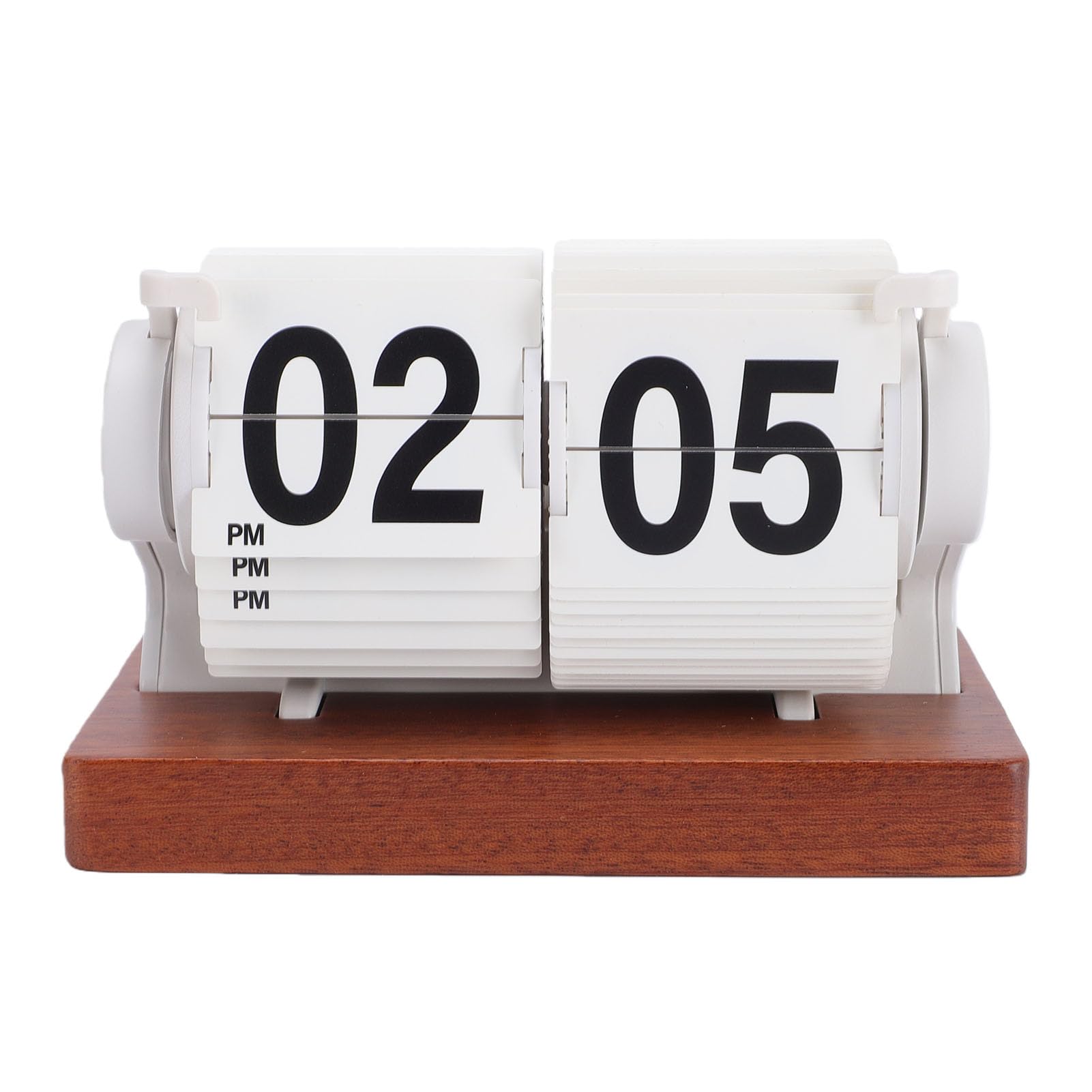Reloj de Escritorio Retro con Volteo, Reloj Mecánico con Automático de Páginas, Números Grandes, Funcionamiento a Batería, Movimiento de Cuarzo Silencioso (White)