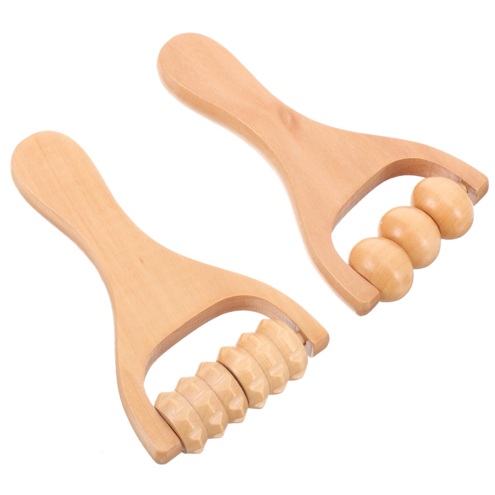 iplusmile 2 piezas Rodillos de Masaje de Madera Natural para Pies y Cuello Compactos y Portátiles Uso Diario para Aliviar Músculos y Puntos Gatillo