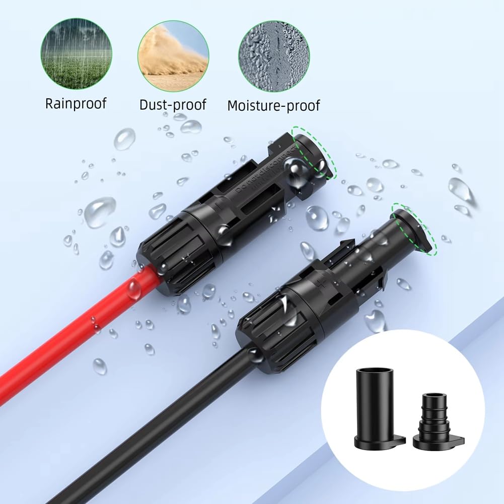 Para tapas de enchufe de panel solar: IP68 a prueba de polvo, 100 pares, diseño masculino y femenino para enchufe solar resistente a la intemperie.