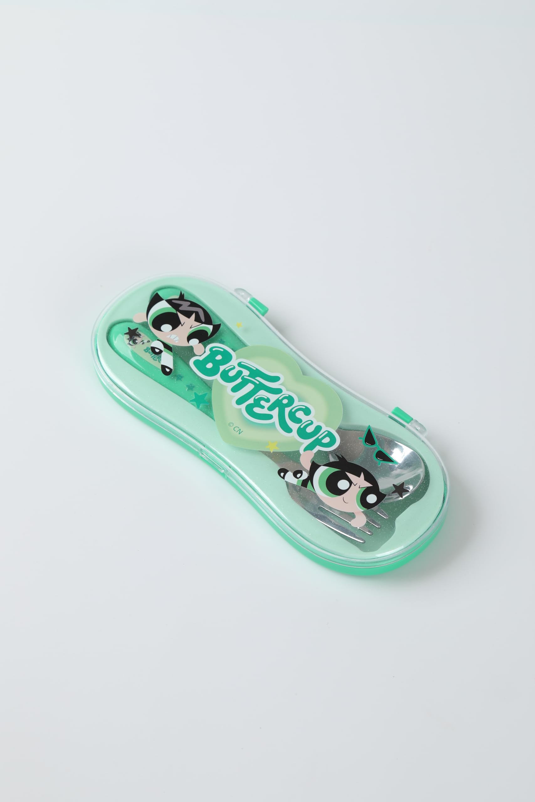 MINISO Powerpuff Girls Lisanslı Kutulu Çatal Kaşık Seti (Yeşil)