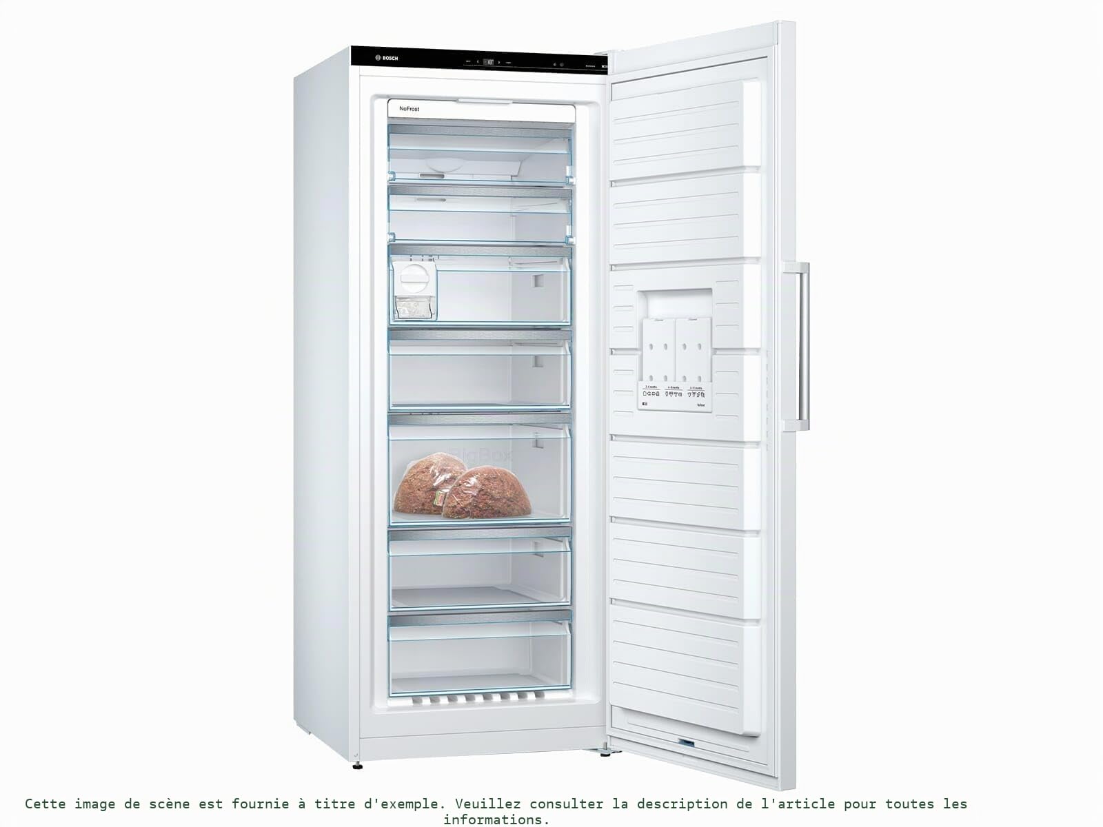 Bosch GSN54AWCV Série 6 XXL Congélateur 176 x 70 cm extra large 327 L NoFrost Ne dégivèle plus jamais Éclairage LED Éclairage uniforme BigBox Espace pour grands aliments congelés Blanc