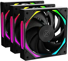 Kit com 3 Fans Kalkan Halo ARGB Preto 120 mm 2200 RPM PWM 48.5CFM 2.31mmH2O KLK00019