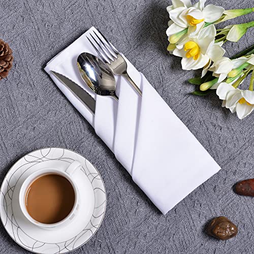 Alevel Cloth Napkins 20X20 Inch 12 Pack, Embroidered Table Napkins, 250 Gsm Thick Absorbent, Soft Washable Dinner Napkins (White1) #TOP4