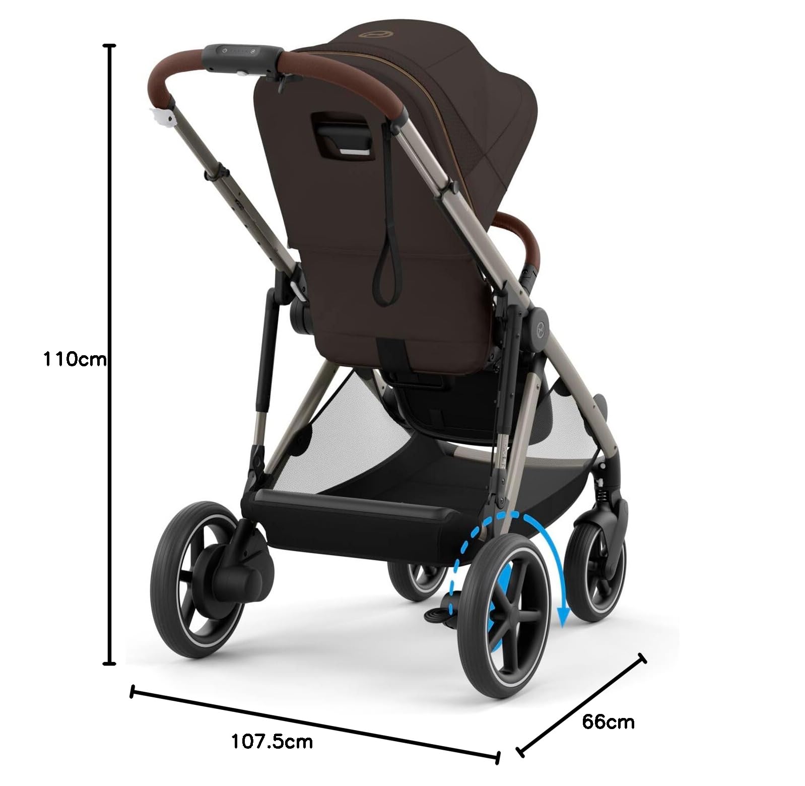 CYBEX Poussette Gold e-GAZELLE S, de la naissance à environ 4 ans, max. 22 kg (mode simple) / 2x 22 kg (mode duo), système tout-en-1 avec propulsion électrique et 20+ configurations, brun chocolat