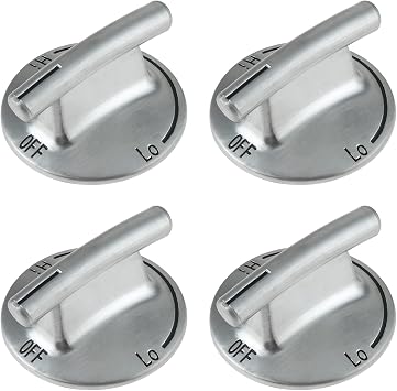 4 Pack 7733P410-60 Cooktop Burner Knobs, Chrome Plated Plastic Stove Knobs Replacements for Maytag, Magic Chef, JennAir, KitchenAid, Replaces 74007733, AP5668987, PS2375871, AP6011505