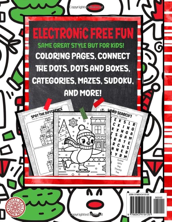 AHHHH I'm So Bored! Junior Activity Book for Kids Christmas Edition: 100+ Pages of Coloring, Connect the Dots, Dots and Boxes, Sudoku, Mazes, and More; For Children 7-12 image 3